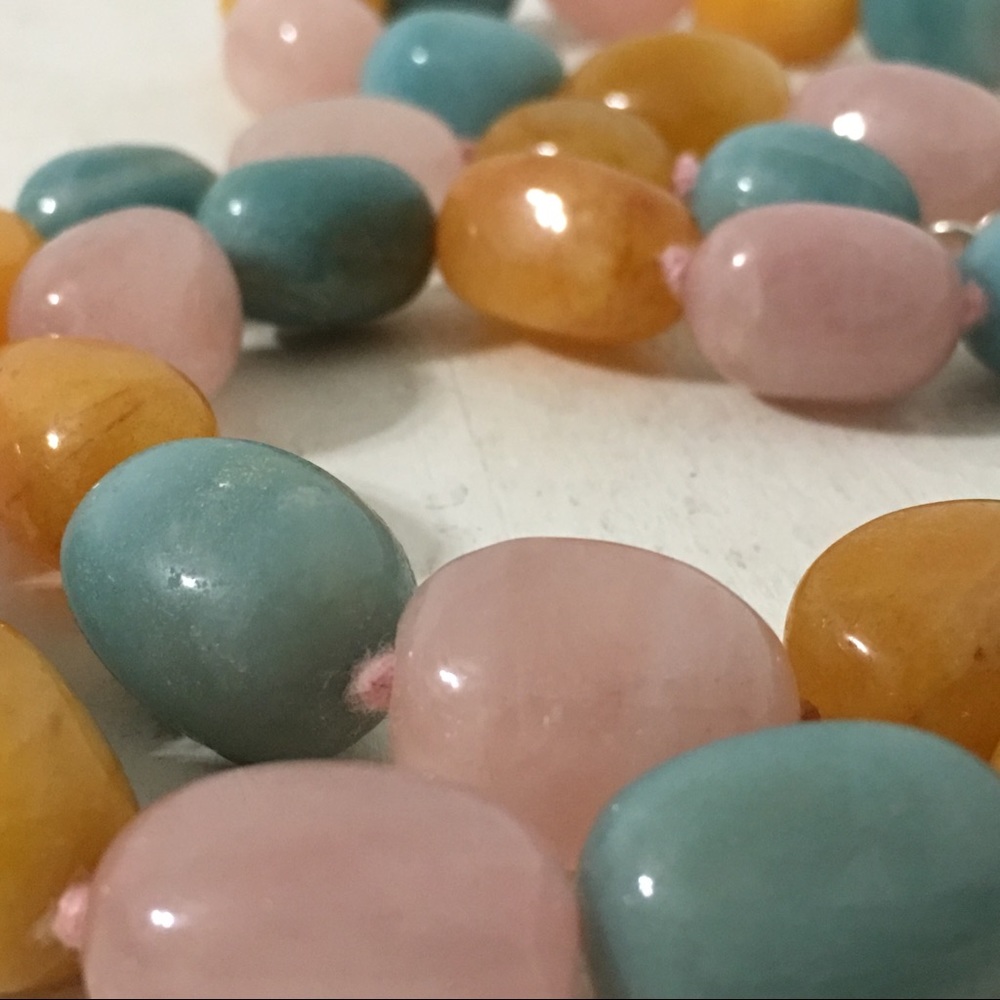 Polished Stone & Rose Quartz Easter Egg Necklace